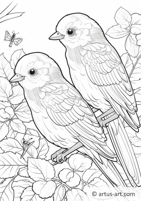 Finches Coloring Page For Kids